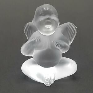 LALIQUE Crystal Cherub Singing FRANCE Vtg